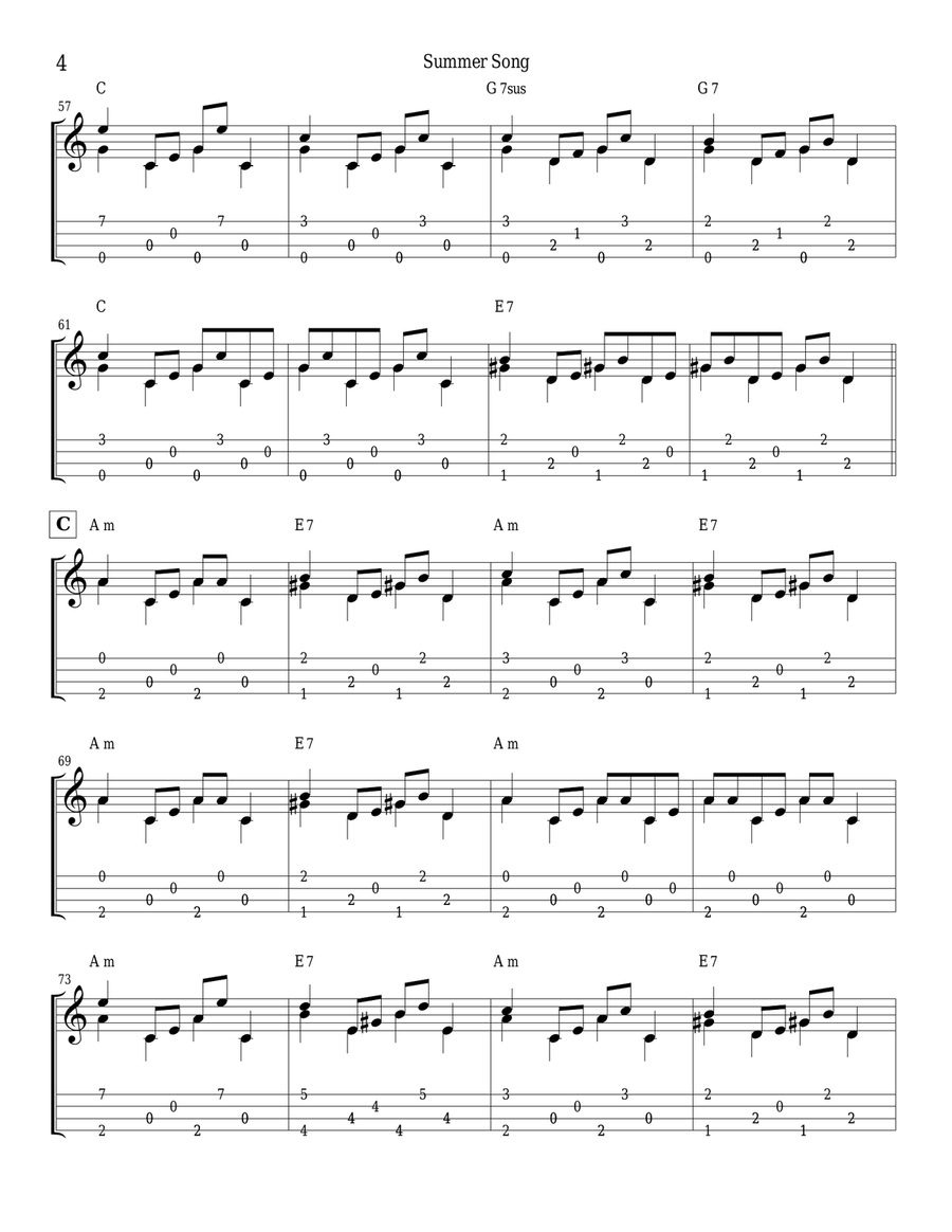 Summer Song (for Solo Fingerstyle Ukulele) Summer Song (for Solo Fingerstyle Ukulele) Ukulele scores gallery preview page 4