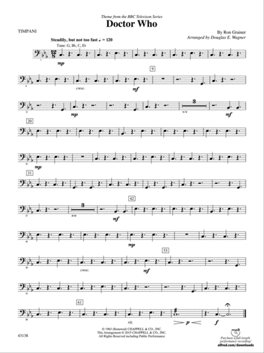 Doctor Who: Timpani Concert Band scores gallery preview page 1