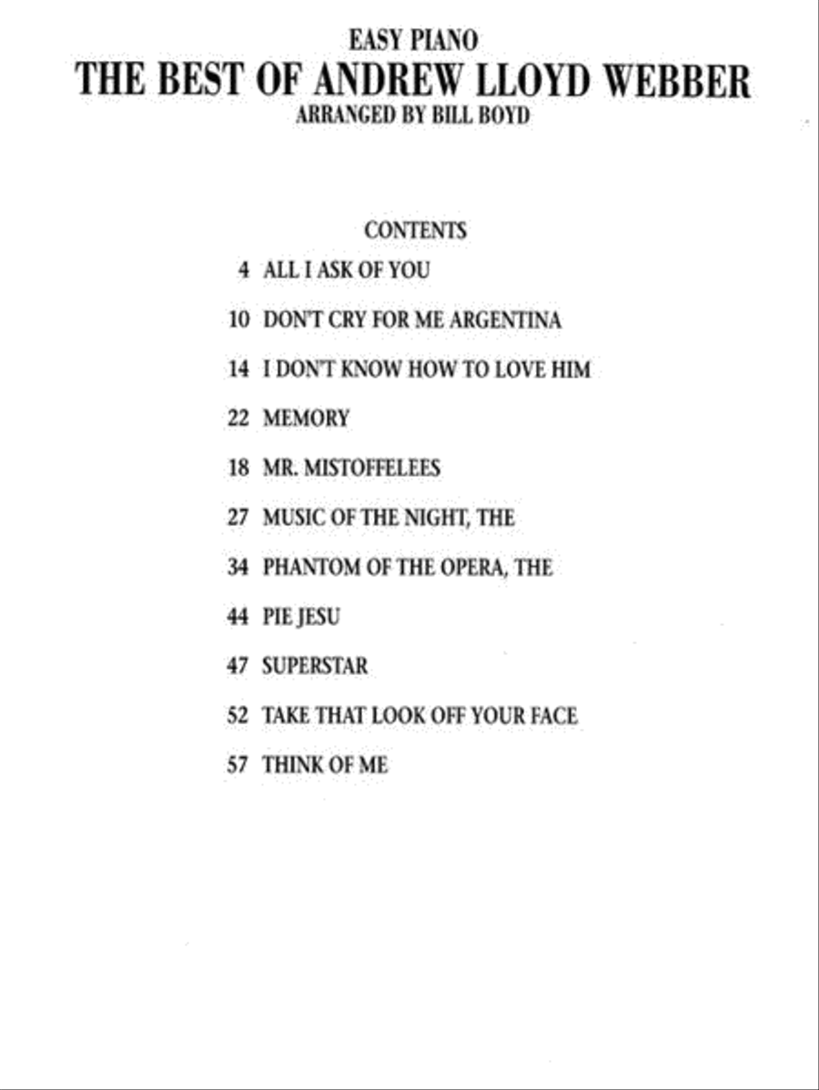 The Best of Andrew Lloyd Webber Piano scores gallery preview page 4