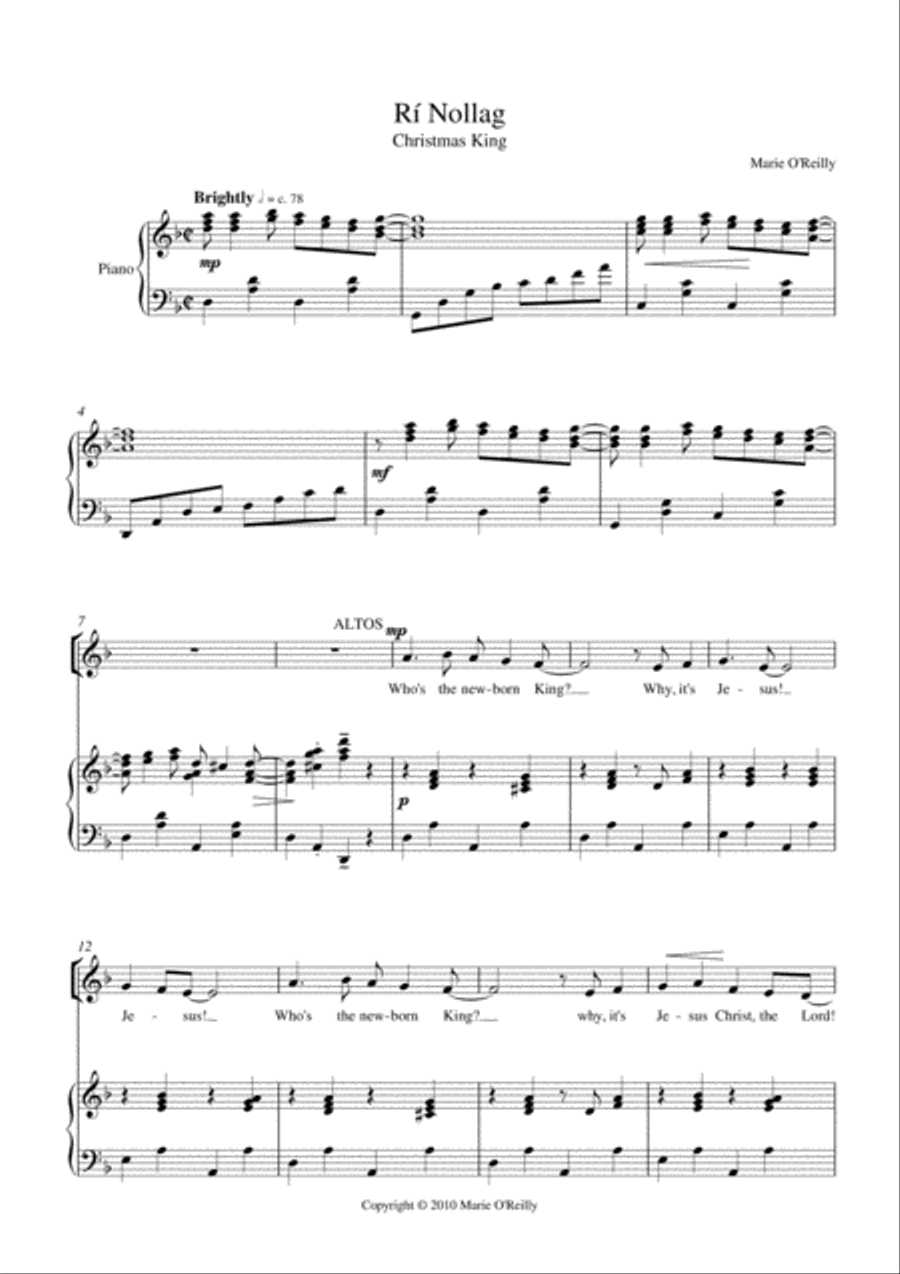 RÍ NOLLAG CHRISTMAS KING for SATB and PIANO 4-Part scores gallery preview page 3