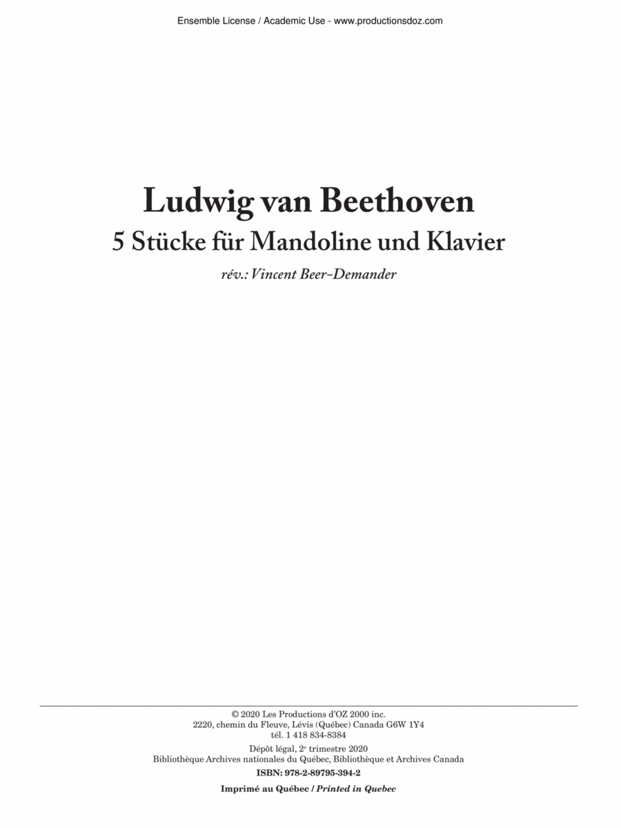5 Stücke für Mandoline und Klavier Piano Accompaniment scores gallery preview page 1