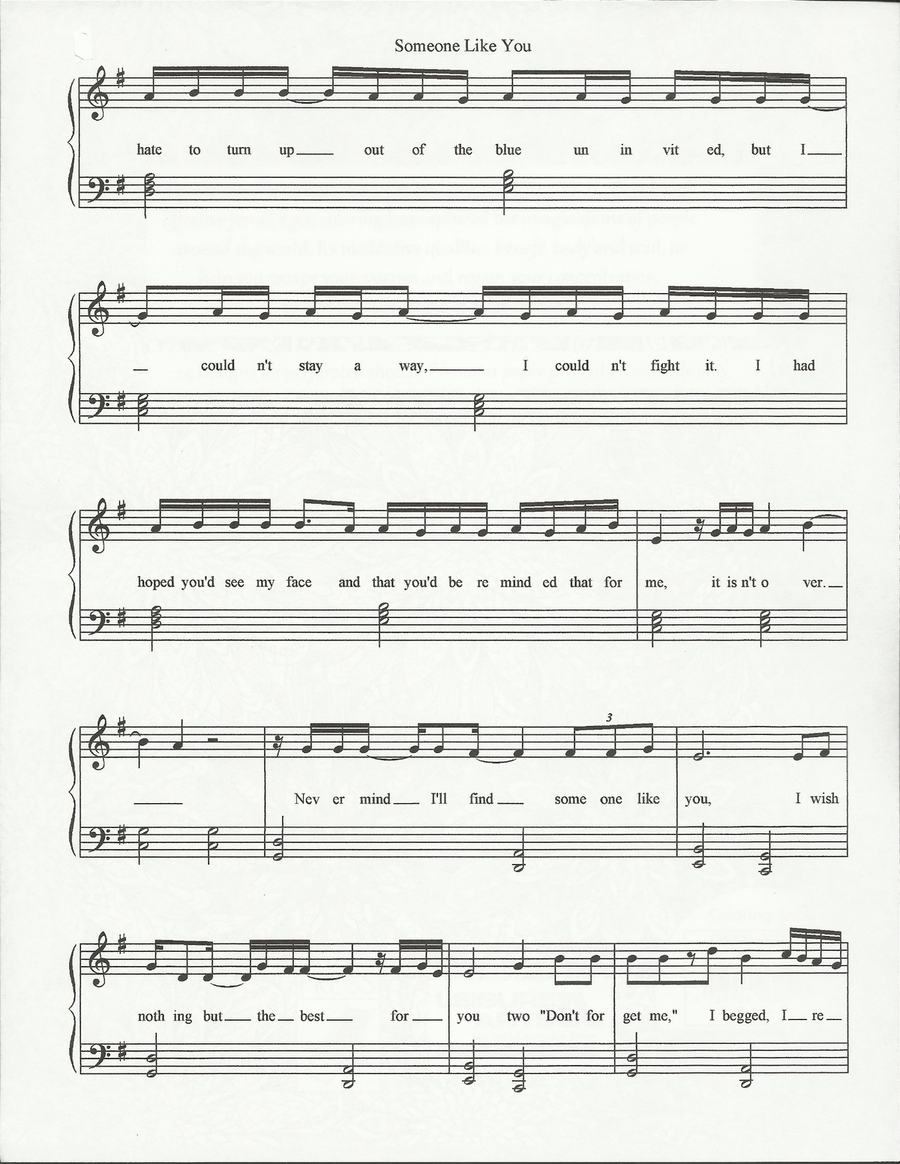 Someone Like You Easy Piano scores gallery preview page 4