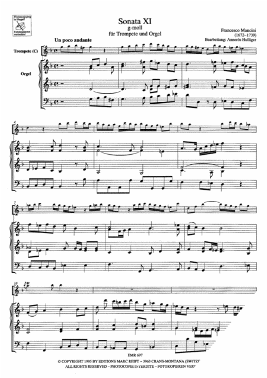Sonate XI g-moll Piccolo Trumpet scores gallery preview page 4