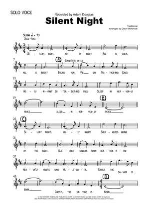 Silent Night - Male Vocal with Concert Band and Rhythm Section and optional Choir Key of D to E