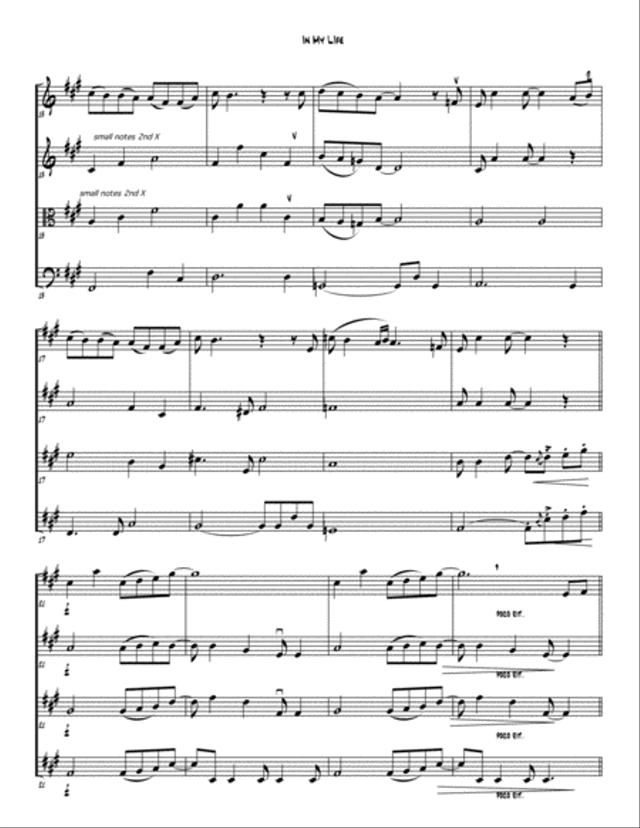 In My Life String Quartet scores gallery preview page 4