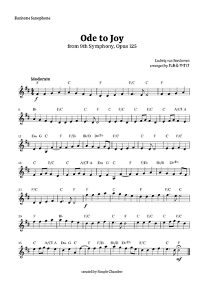 Ode to Joy for Baritone Saxophone Solo by Beethoven Opus 125