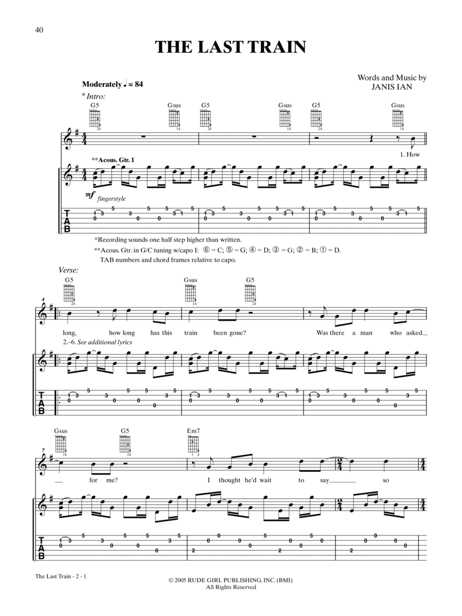 The Last Train Guitar Tablature scores gallery preview page 1
