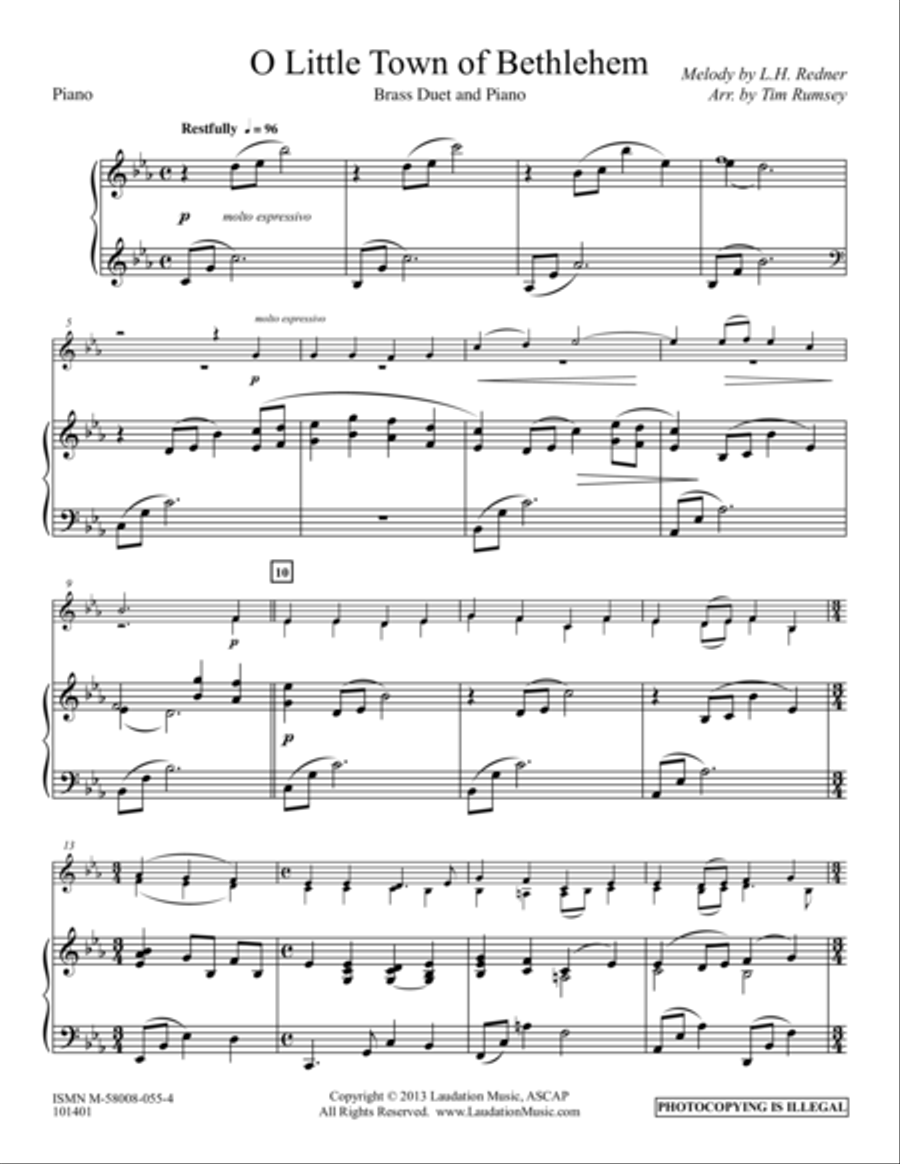 O Little Town of Bethlehem Brass Duet scores gallery preview page 1
