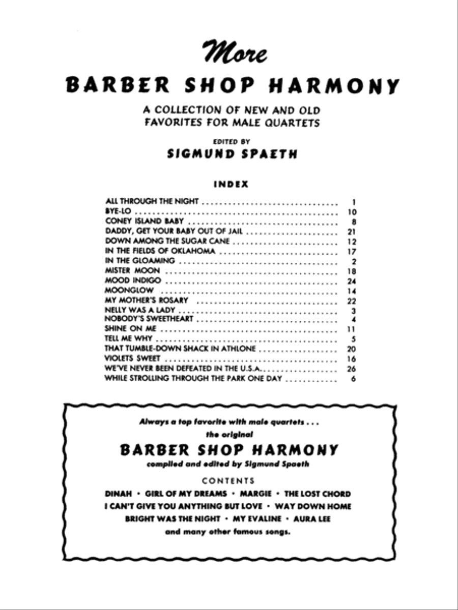 More Barber Shop Harmony A Cappella scores gallery preview page 6