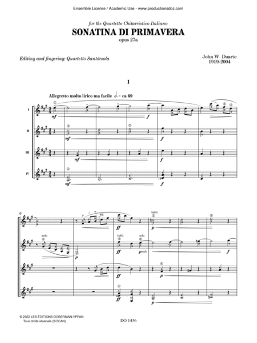 Sonatina di Primavera, Op. 27a Guitar Ensemble scores gallery preview page 3