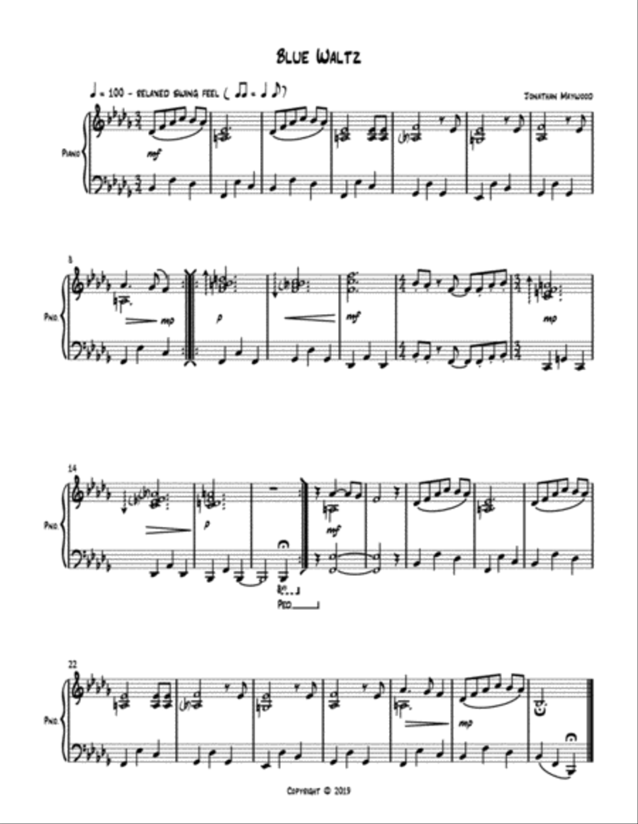 Blue Waltz Blue Waltz Piano Solo scores gallery preview page 1