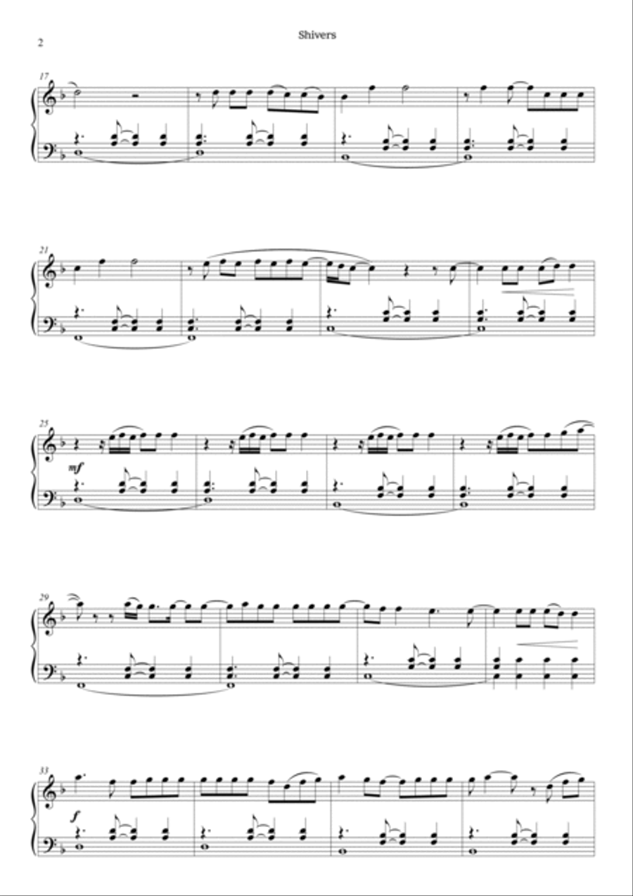 Shivers Piano Solo scores gallery preview page 3