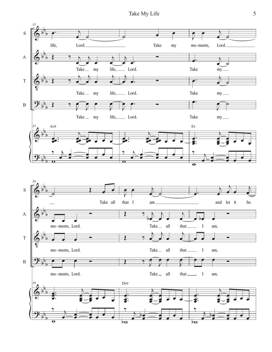 Take My Life (SATB) 4-Part scores gallery preview page 5