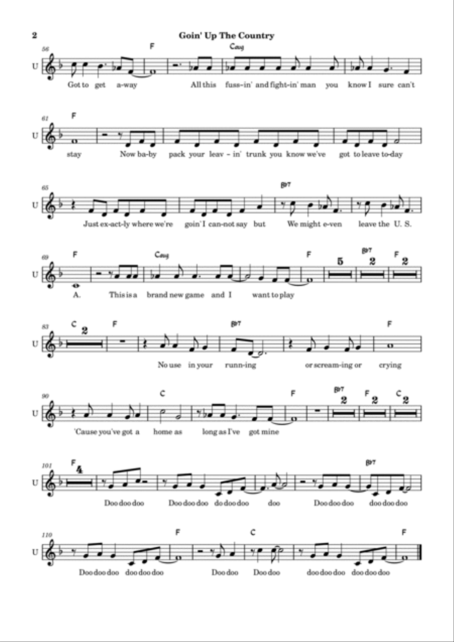 Going Up The Country Guitar scores gallery preview page 2