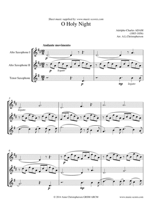 Cantique de Noel; O Holy Night - 2 Alto Saxes and Tenor Sax
