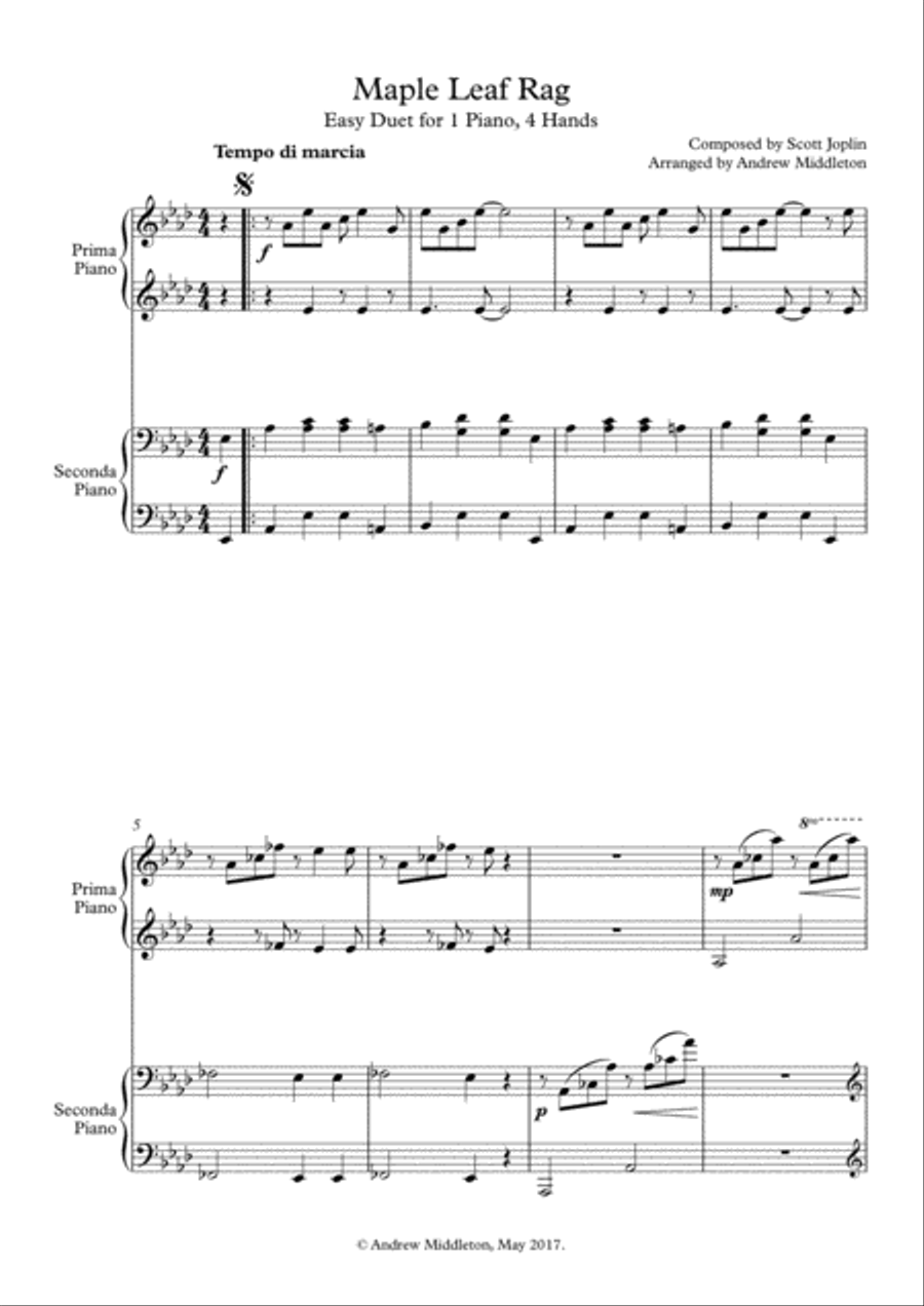 Maple Leaf Rag, Easy Piano Duet Easy Piano scores gallery preview page 3