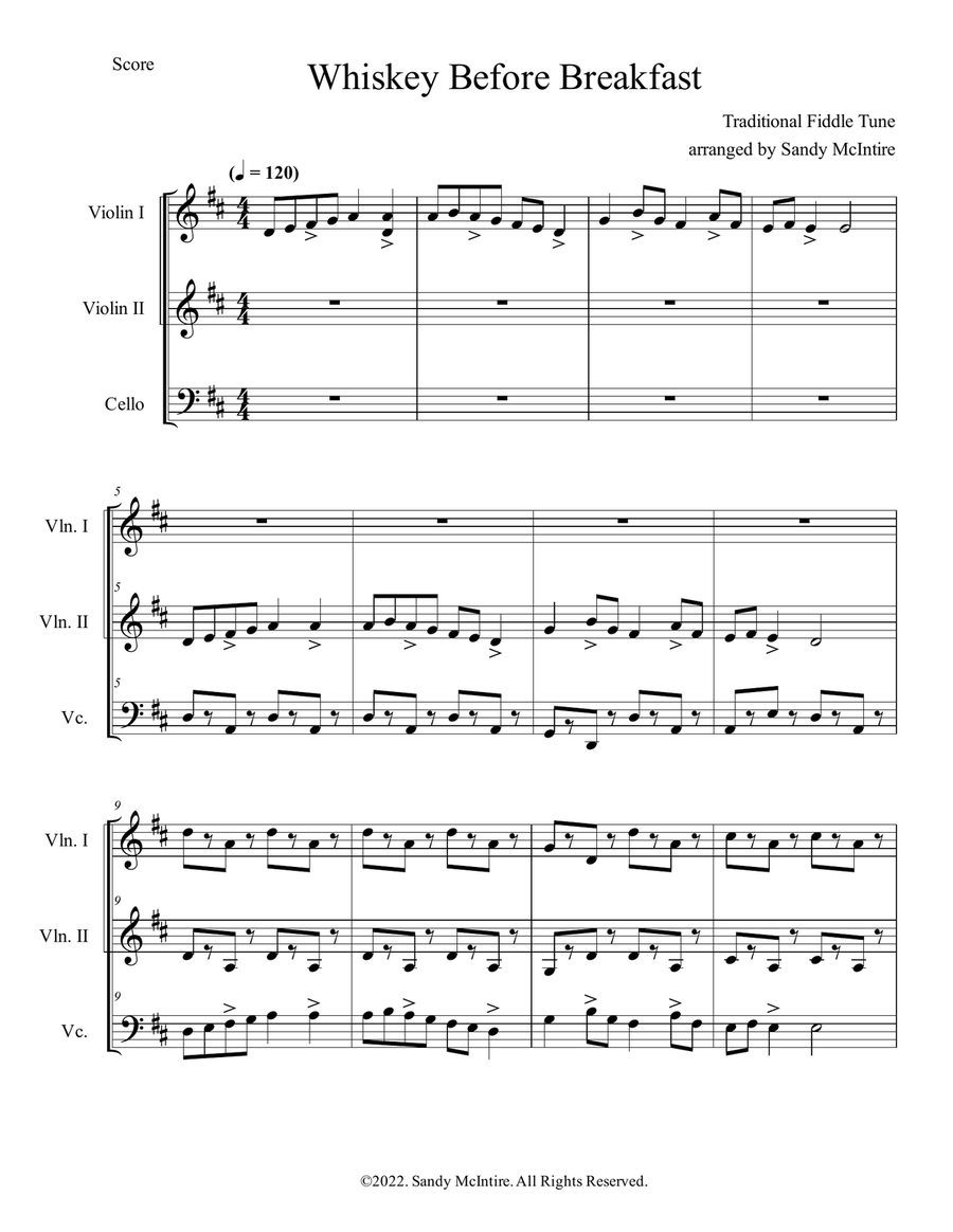 Whiskey Before Breakfast String Trio scores gallery preview page 1