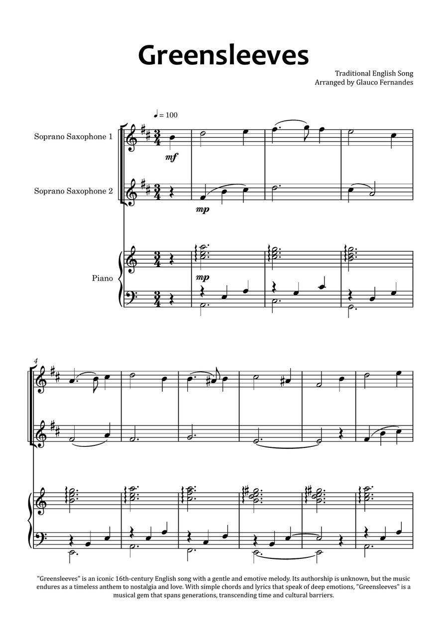 Greensleeves Woodwind Duet scores gallery preview page 1