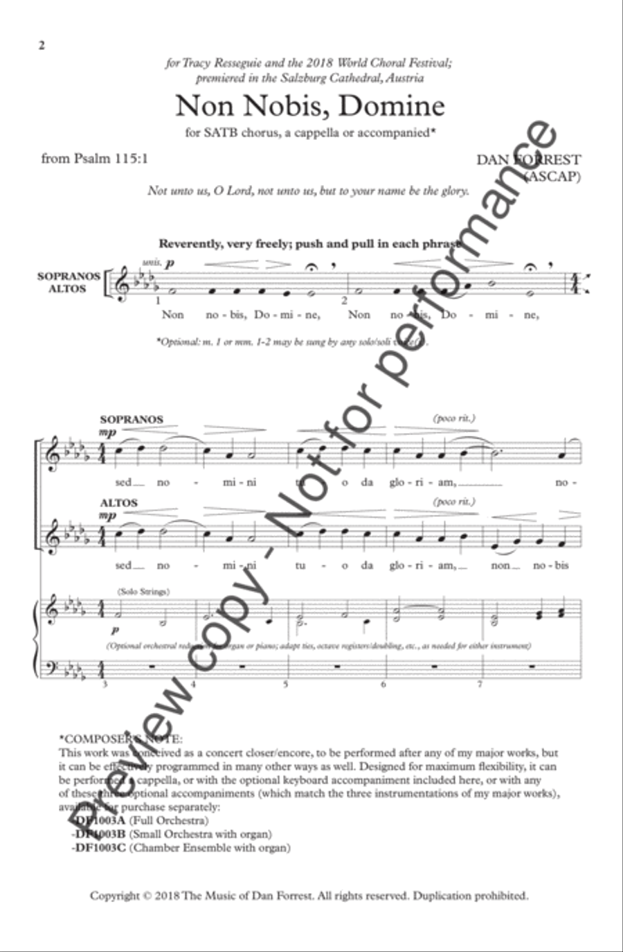 Non Nobis, Domine 4-Part scores gallery preview page 2