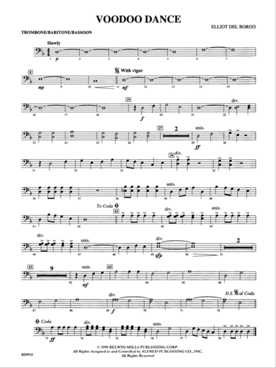 Voodoo Dance: 1st Trombone Concert Band scores gallery preview page 1