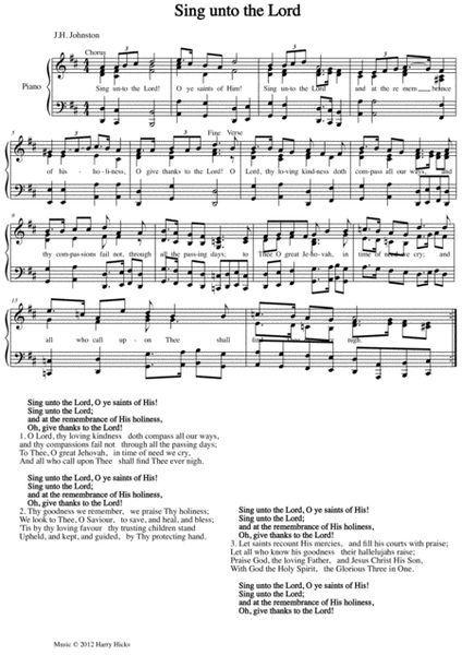 Sing unto the Lord. A new tune to wonderful old hymn.