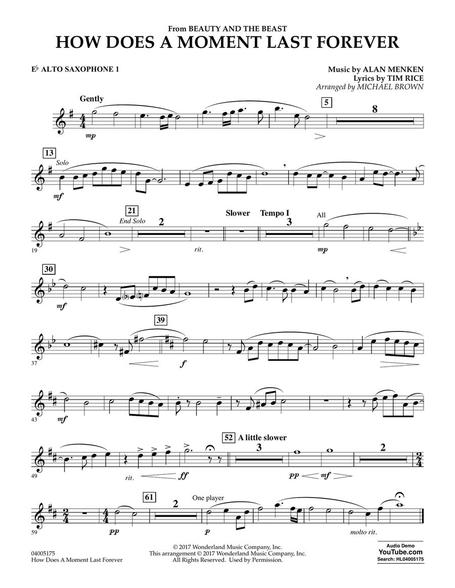 Beauty and the store beast alto sax