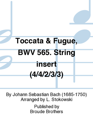 Book cover for Toccata & Fugue, BWV 565. String insert (4/4/2/3/3)