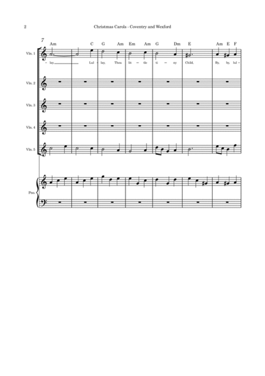 Christmas Carols (Coventry and Wexford) Violin quintet and piano image number null