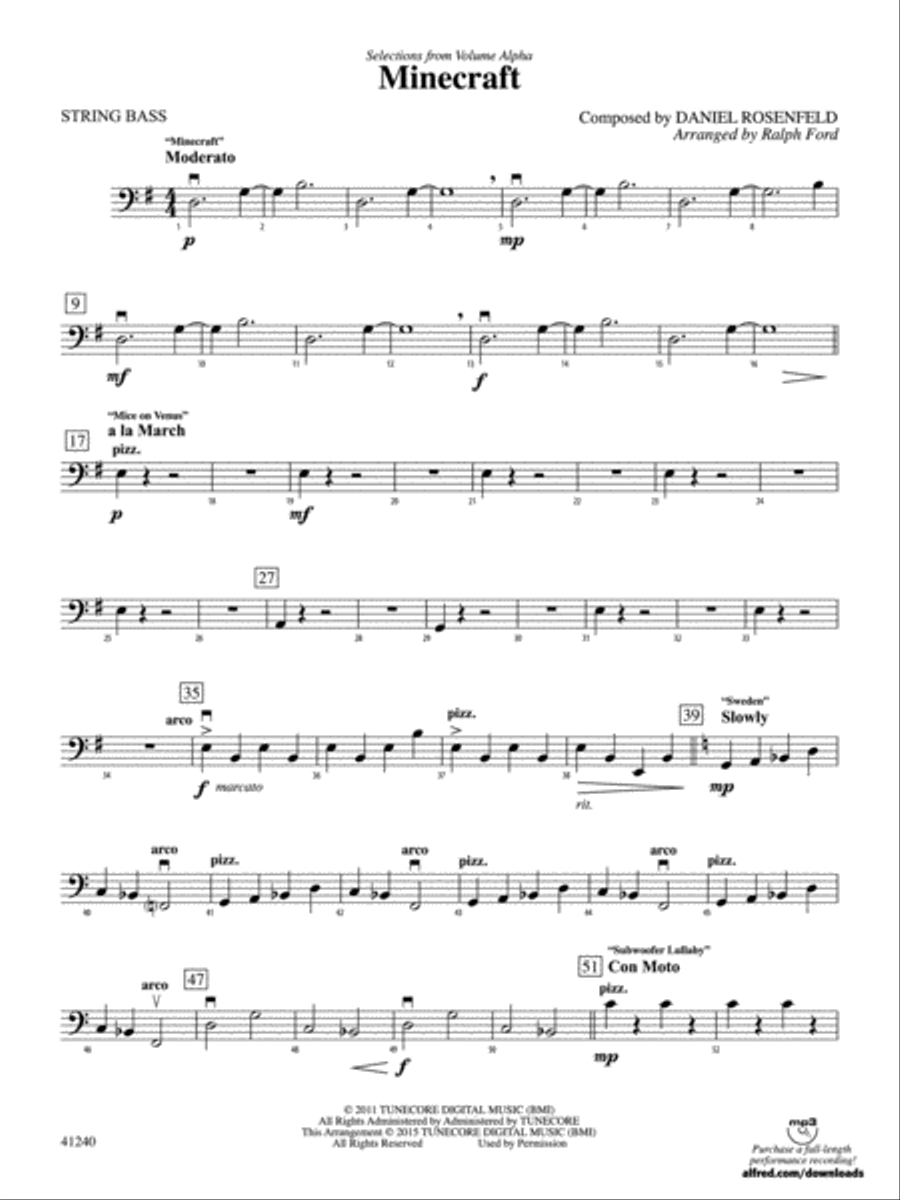 Minecraft: String Bass String Orchestra scores gallery preview page 1