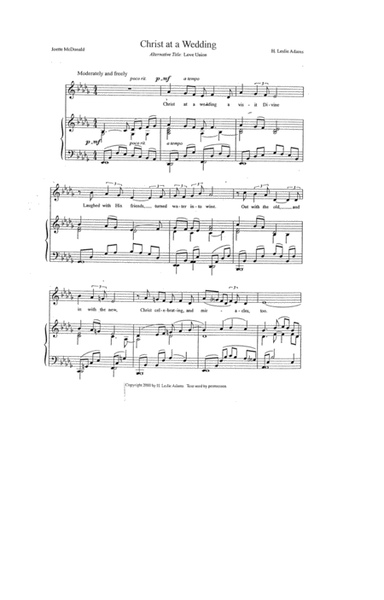 [Adams] Love Union - Christ at a Wedding (from Daybirth) by H. Leslie Adams Voice - Digital Sheet Music