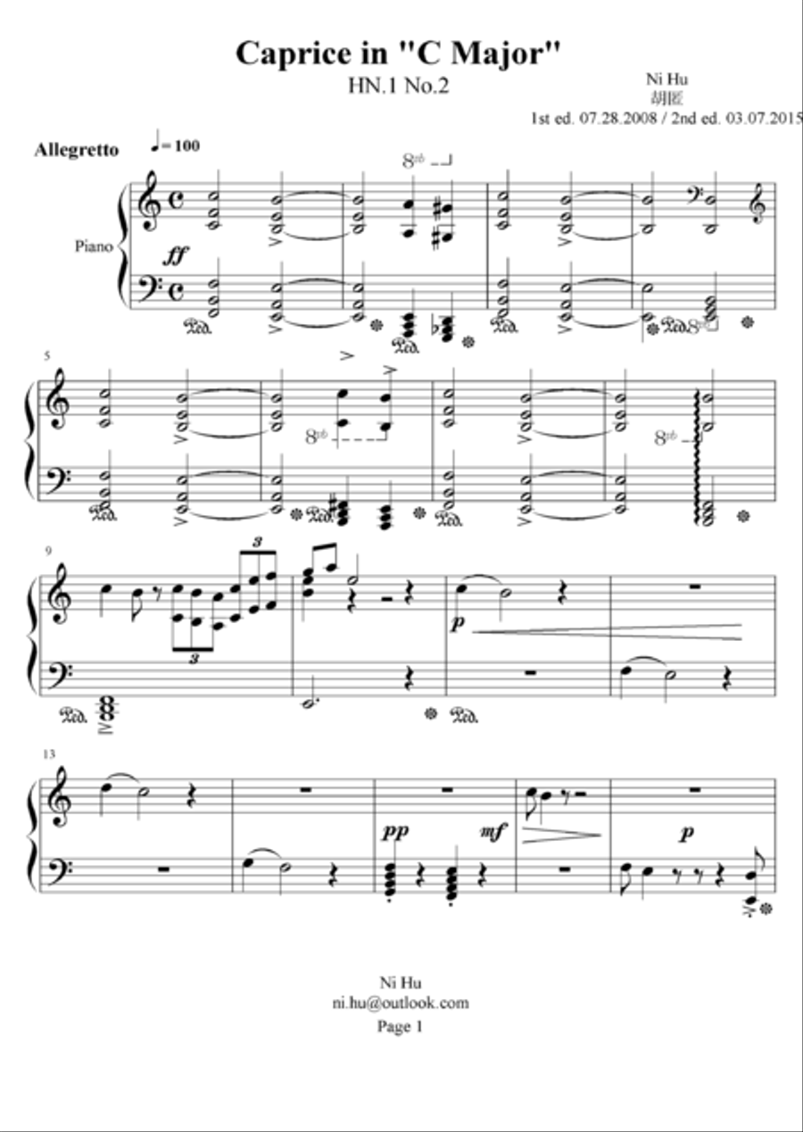 Caprice in C Major. HN.1 No.2 Piano Solo scores gallery preview page 1