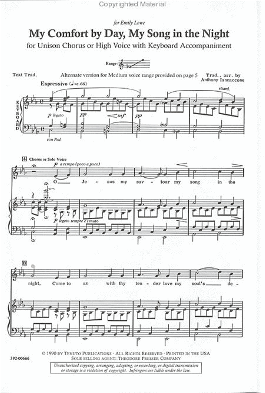 My Comfort By Day, My Song in the Night Unison Choir scores gallery preview page 2