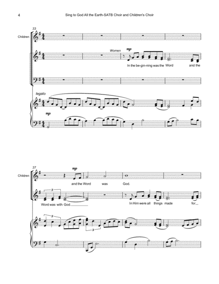 Choral - "Sing to God All the Earth" SATB with Children's Melody Part