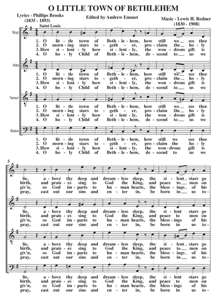 O Little Town Of Bethlehem (St. Louis) A Cappella SATB image number null