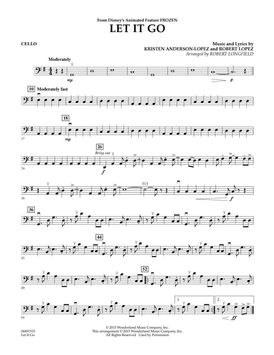 Let It Go (from Frozen) - Cello Cello scores gallery preview page 1