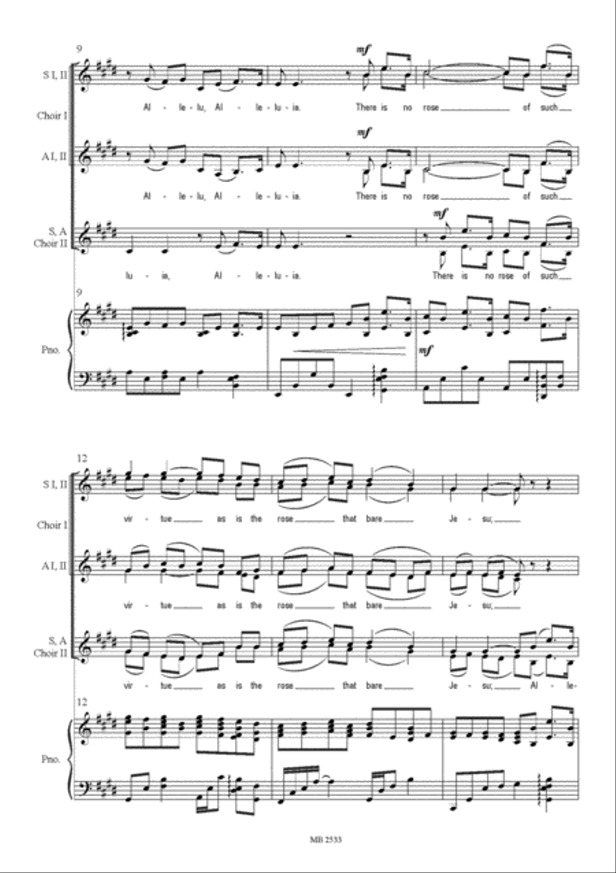 There Is No Rose for Double Upper Voice Choir (SSAA / SA) and Piano SSAA scores gallery preview page 3