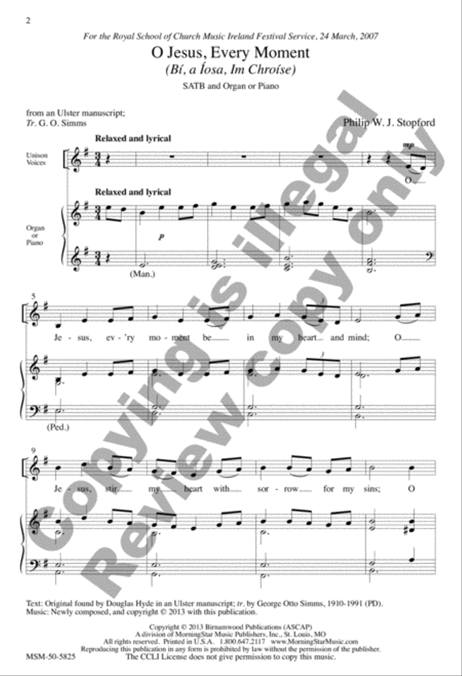 O Jesus, Every Moment (Bí, a Íosa, Im Chroíse) 4-Part scores gallery preview page 2