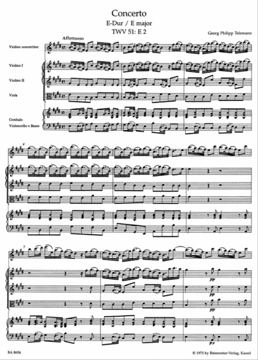 Concerto for Violin and Orchestra in E major TWV 51:E2 Orchestra scores gallery preview page 2