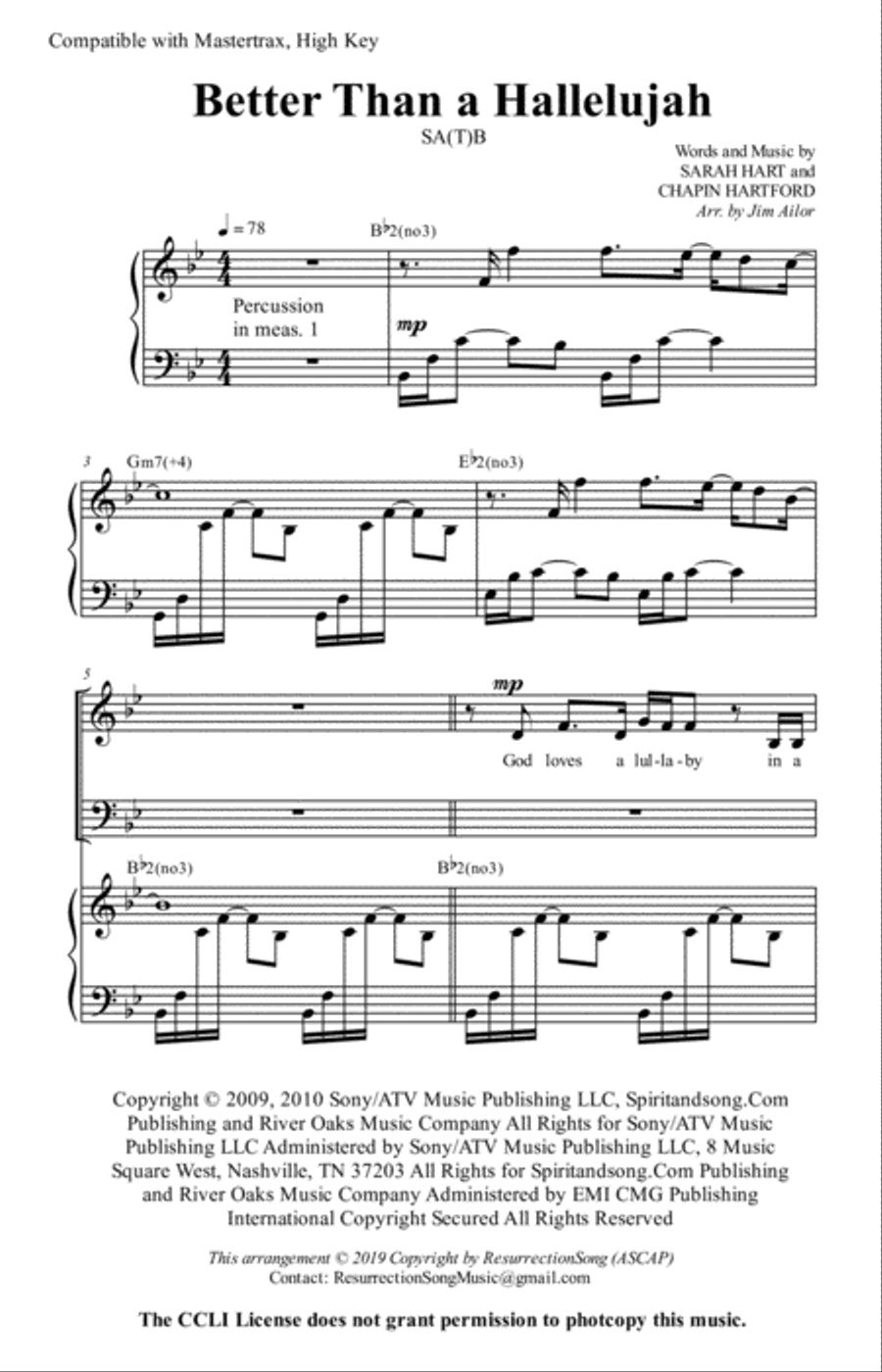 Better Than A Hallelujah 4-Part scores gallery preview page 2