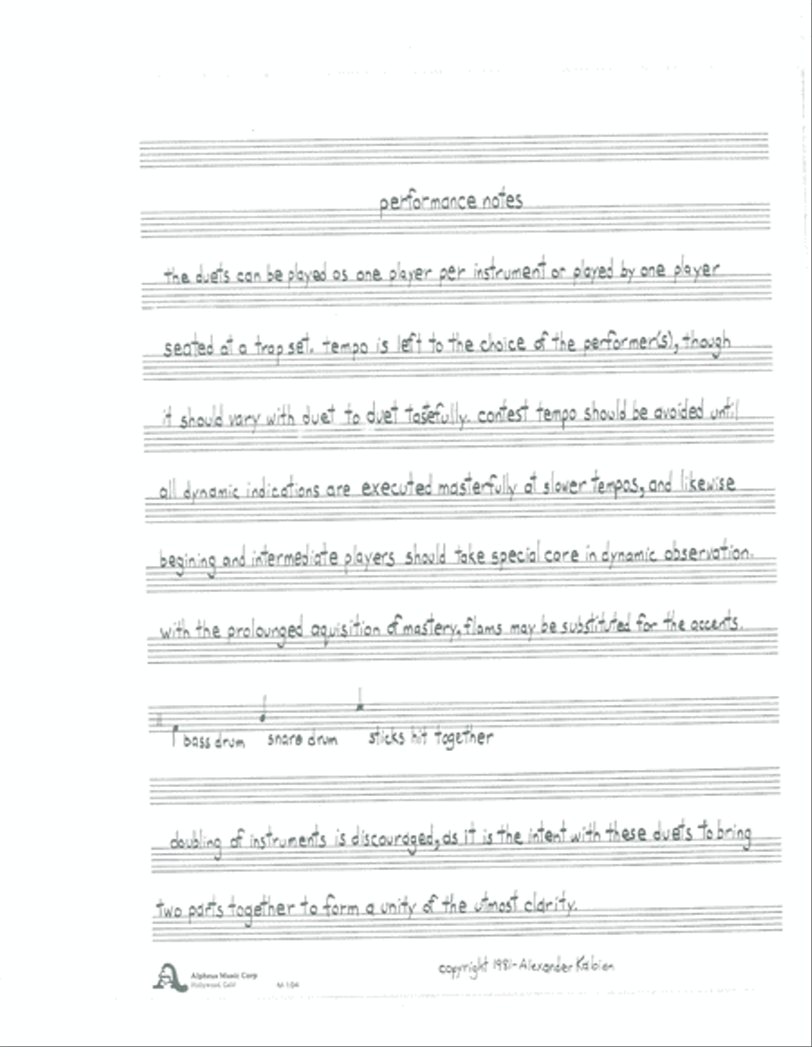 Six Duets for Snare Drum and Bass Drum (1980) Percussion scores gallery preview page 4