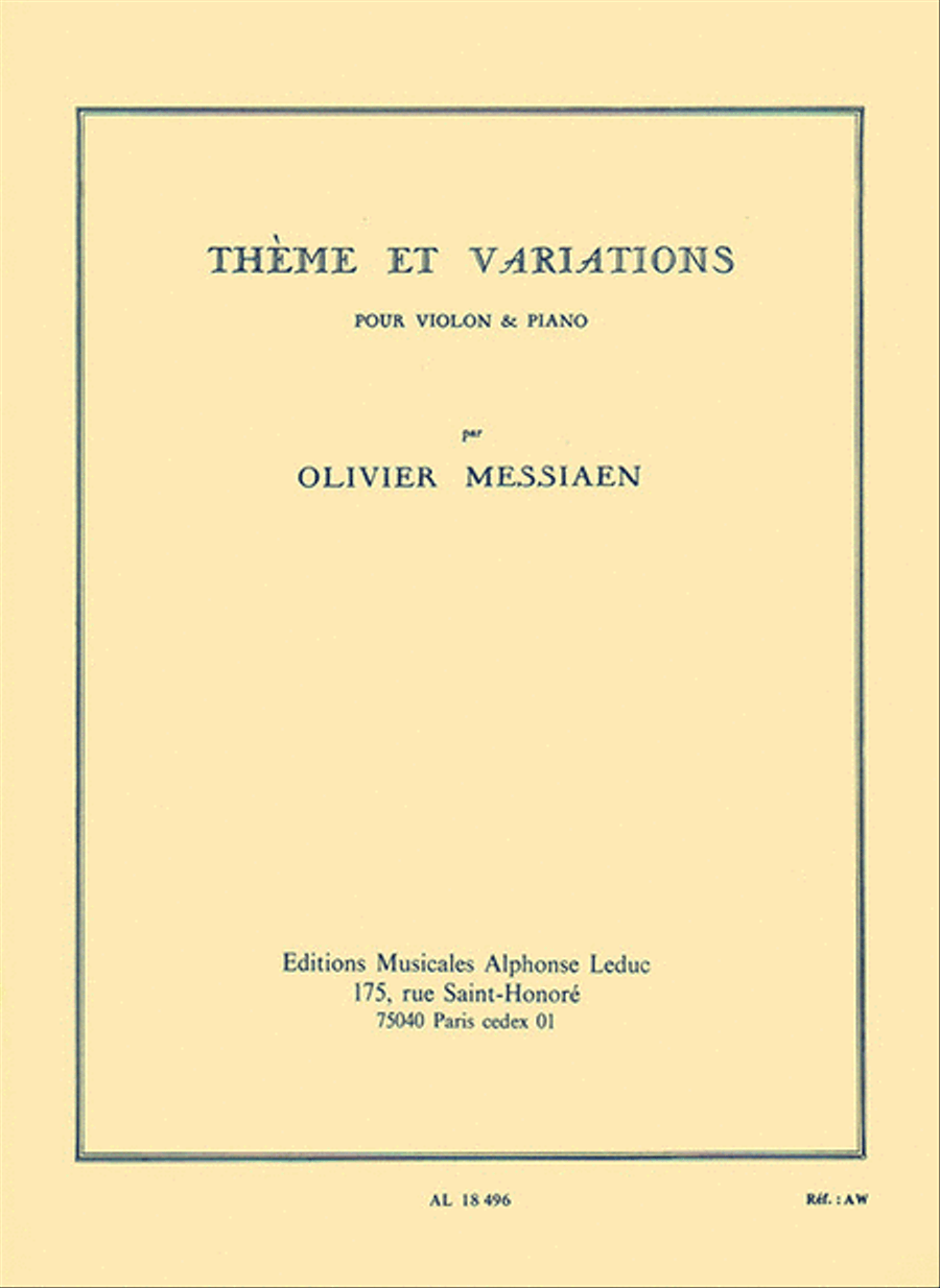 Theme et Variations pour Violon et Piano Violin Solo scores gallery preview page 1
