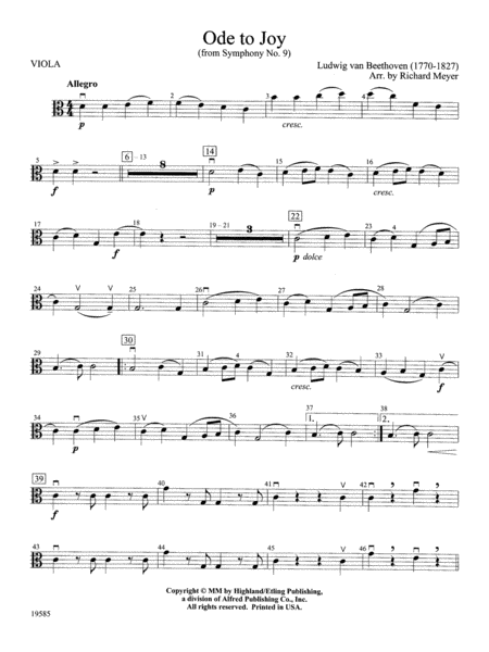 Ode to Joy from Symphony No. 9: Viola