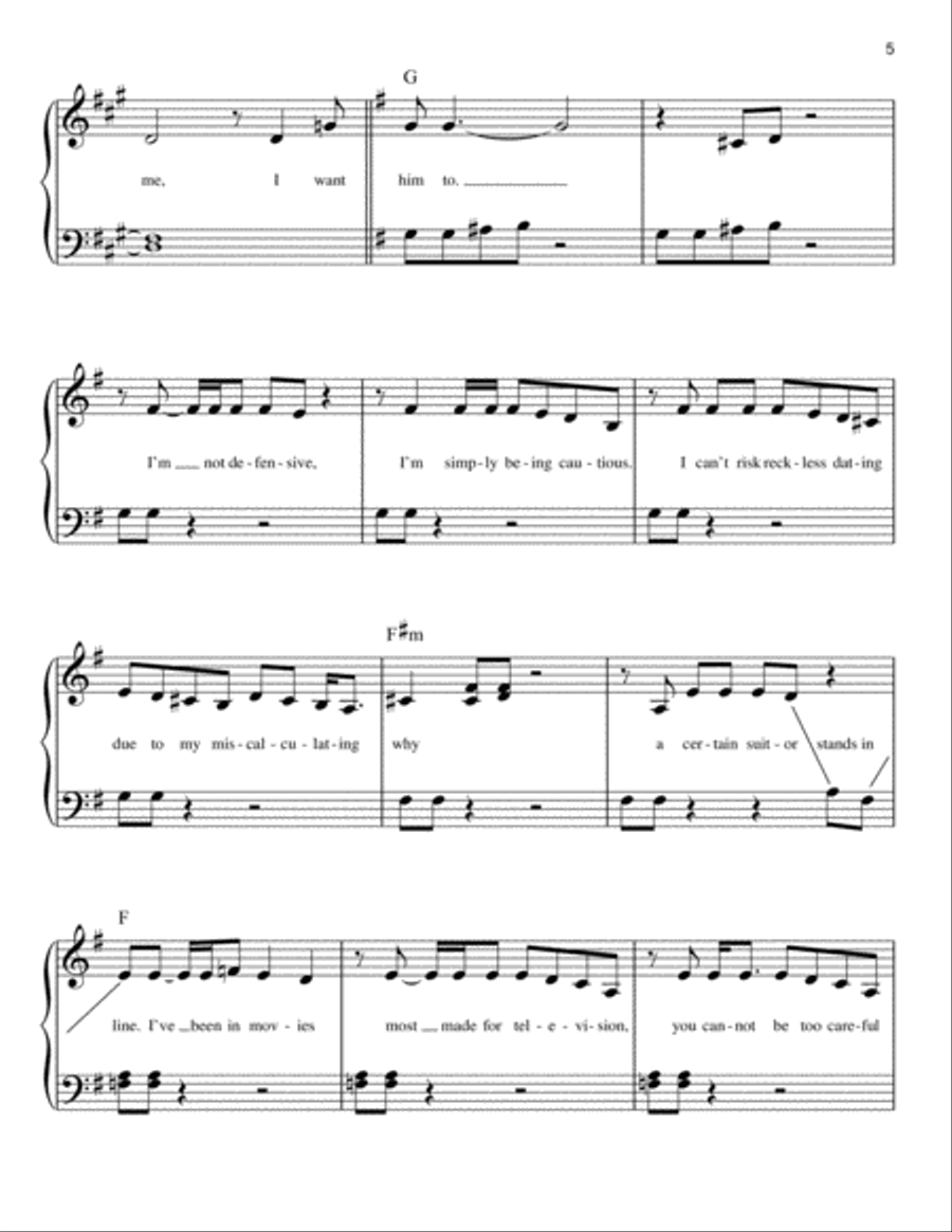 When He Sees Me (from Waitress The Musical) Easy Piano scores gallery preview page 5