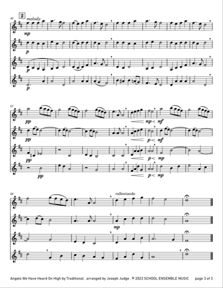 Angels We Have Heard for Clarinet Quartet in Schools Clarinet Quartet scores gallery preview page 3
