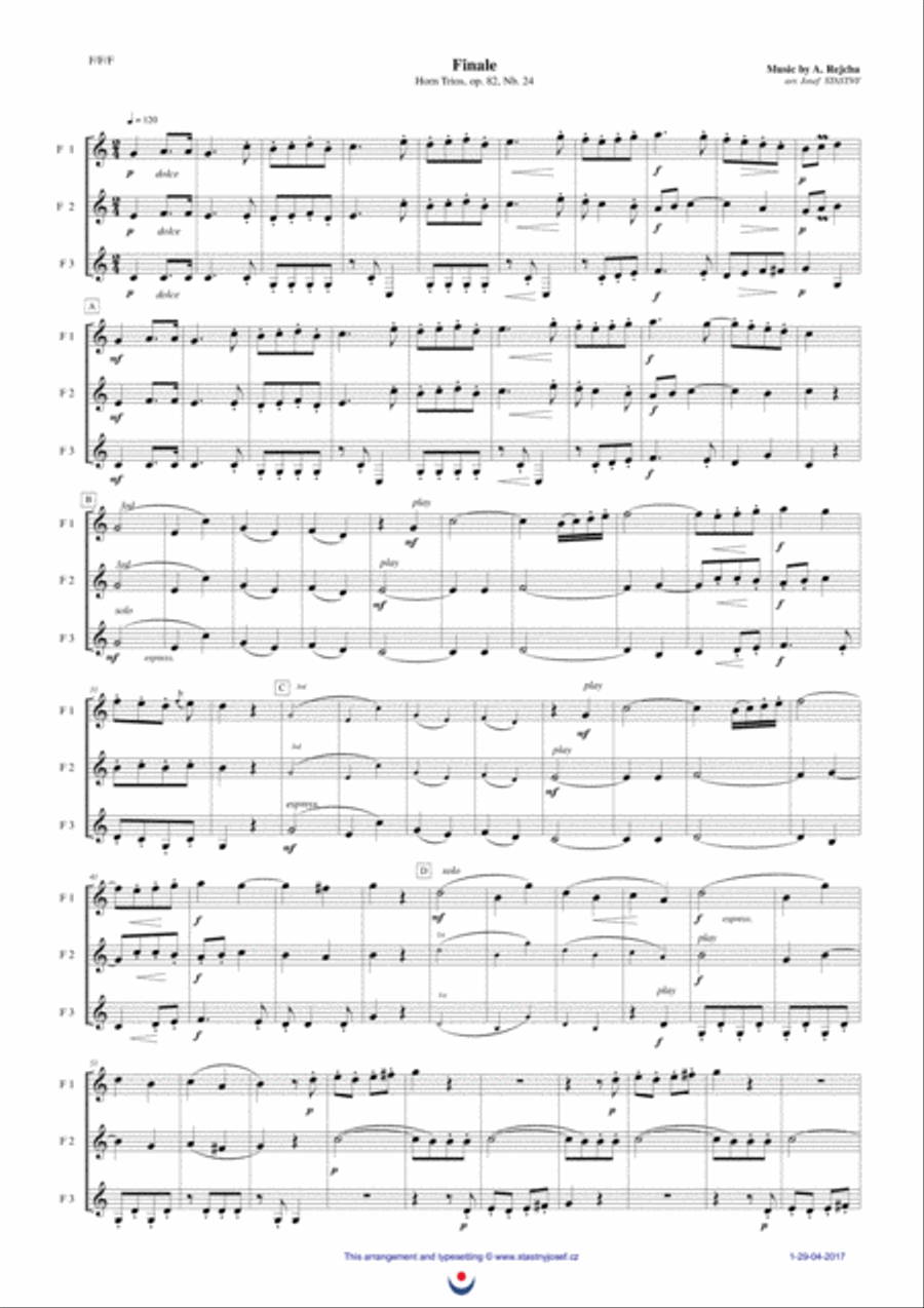 Horn Trios, Nb. 24 - FINALE Horn Trios, Nb. 24 - FINALE Woodwind Trio scores gallery preview page 1