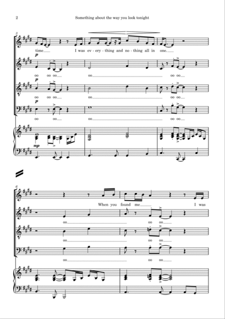 Something About The Way You Look Tonight 4-Part scores gallery preview page 2