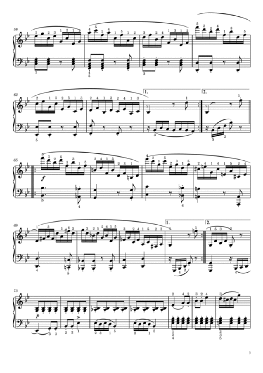 Rondo a Capriccio Op.129 in G Major, “Rage Over a Lost Penny”,Beethoven For Piano Solo With Finger Piano Solo scores gallery preview page 3
