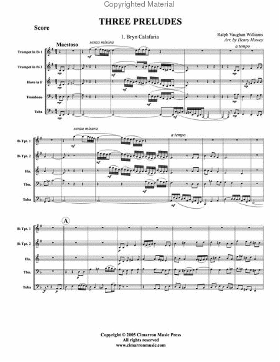 Three Welsh Preludes Brass Quintet scores gallery preview page 2