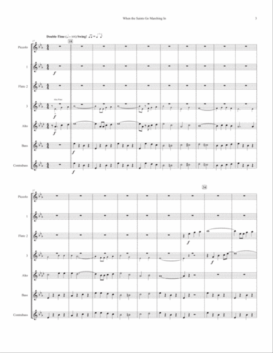 When the Saints Go Marching In (for Flute Choir) Flute Choir scores gallery preview page 3