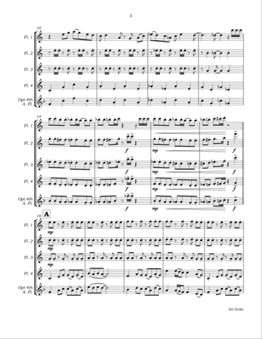 Sir Duke Sir Duke Flute Quartet scores gallery preview page 6
